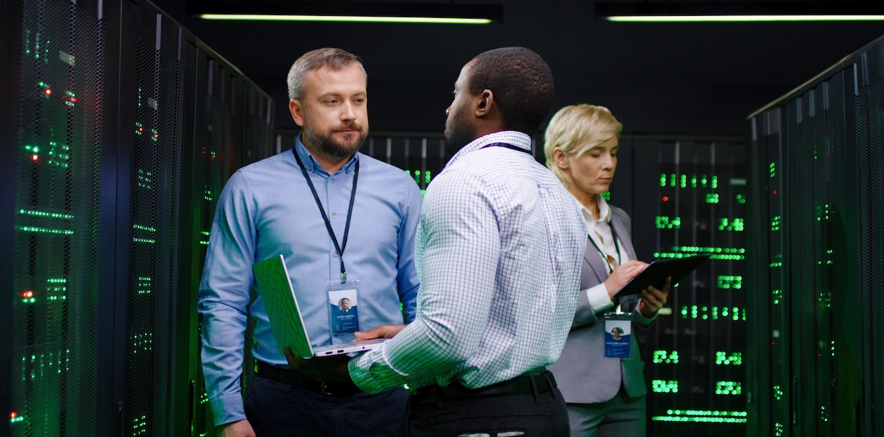 IT security team in a server room