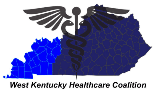 Kentucky Healthcare Coalition Logo with Caduceus and State Map Western Kentucky Healthcare Coalition