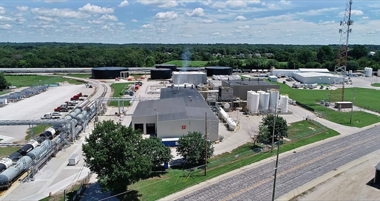 Outdoor drone photo of Hydrite Chemical in Terre Haute, Indiana