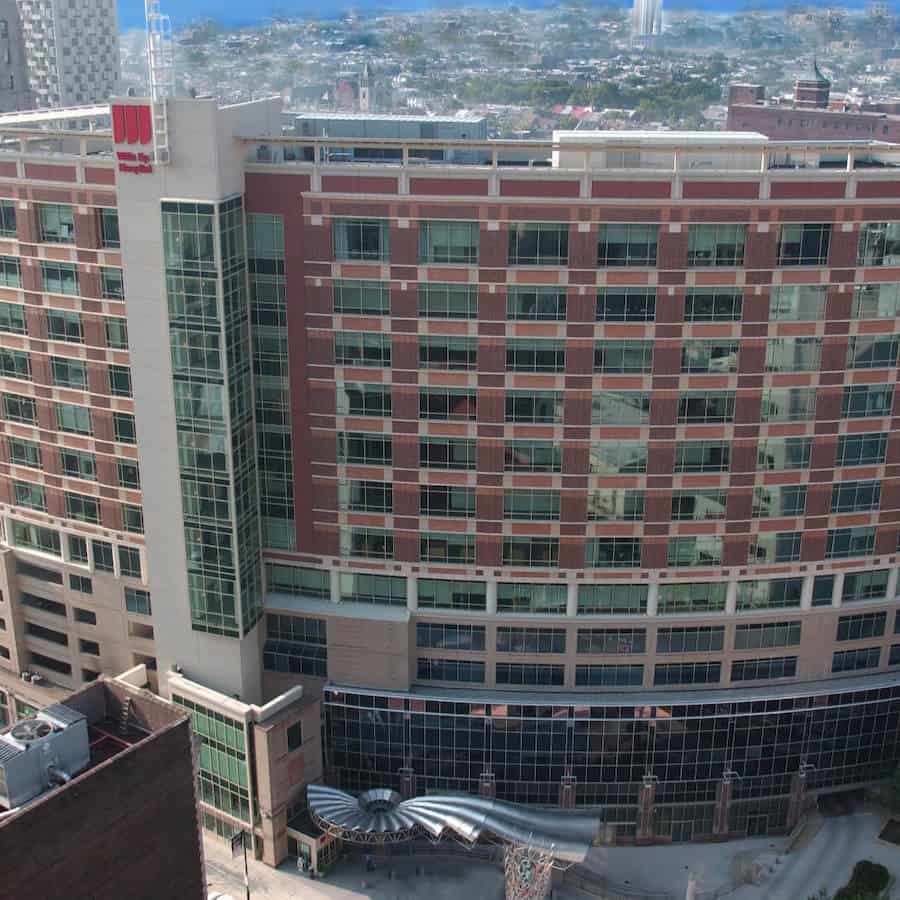 Aerial photo view of Wills Eye Hospital in Phladelphia, PA.