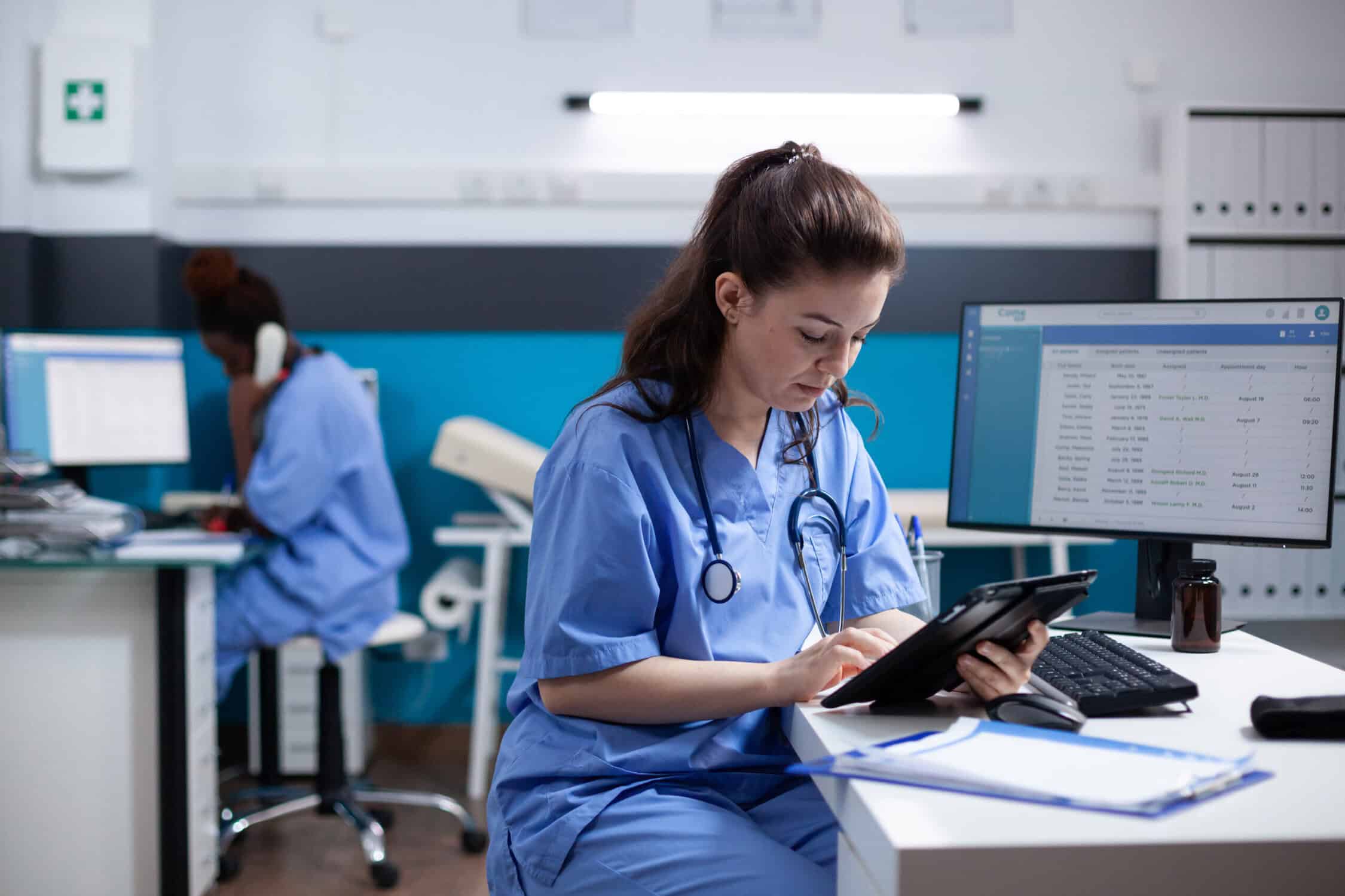 Nurse working at desk